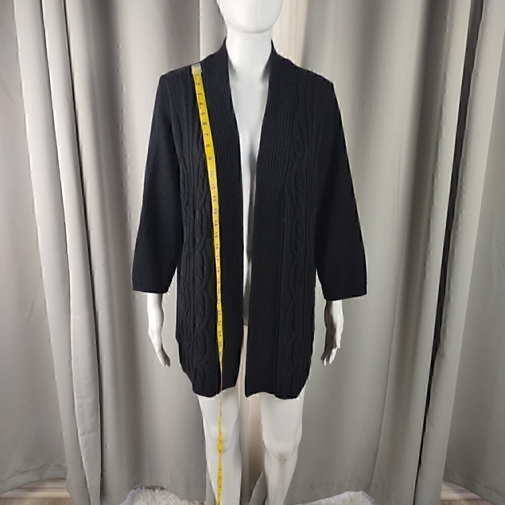 Croft & Barrow Black Cotton Blend Open Front Cardigan Long Sleeve Sweater Sze 1X - Picture 5 of 14